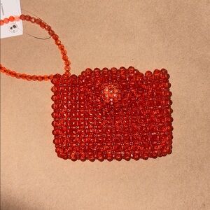 Red Beaded Cardcase Wristlet
